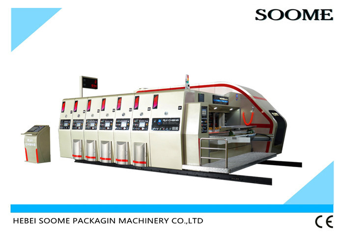 Vacuum Transfer 4 Color Printing Slotter Die Cutting Machine With Stacker
